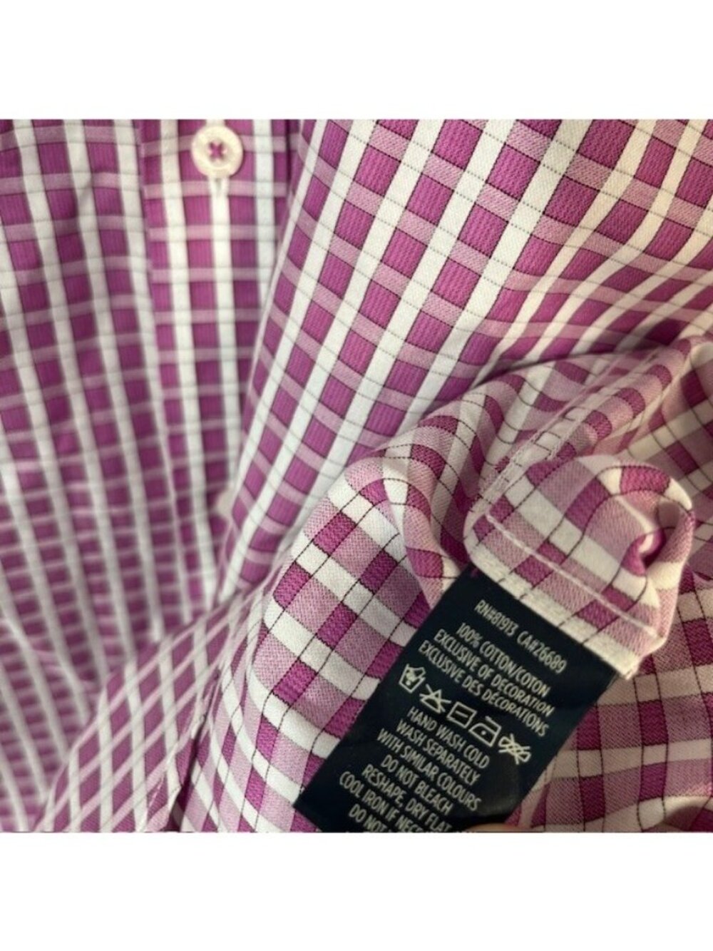 Robert Graham Shirt Mens XXXL Button Up Flip Cuff Art Pink White Check - Picture 6 of 7